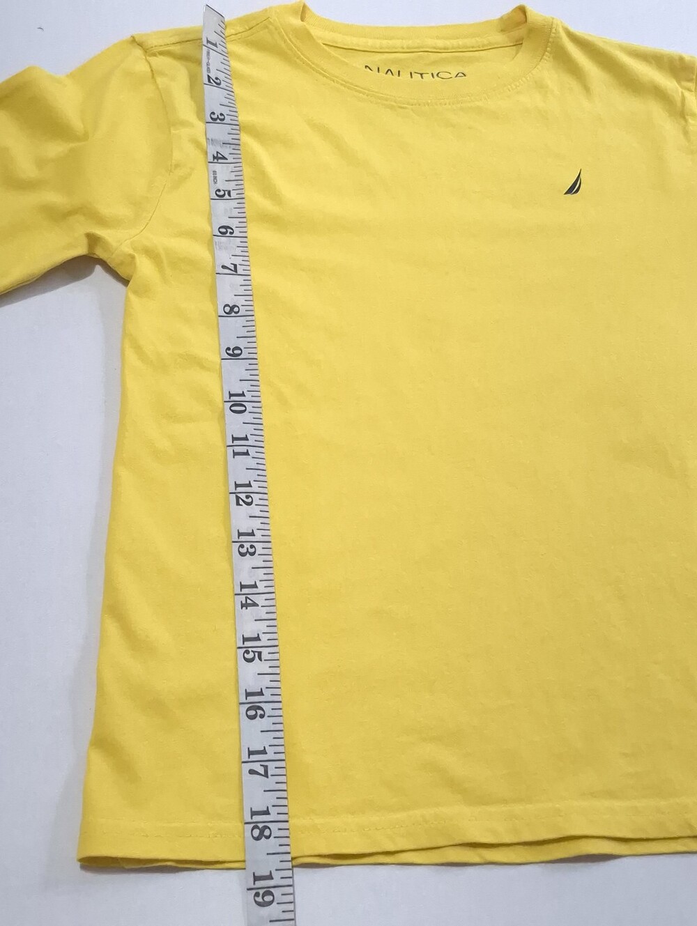 Nautica Boys Yellow Long Sleeve T-Shirt Size 7 Cotton Logo Graphic Sleeve Crew - Picture 9 of 11